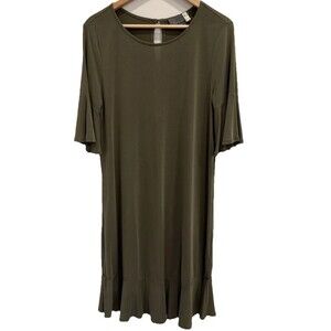 Anthropologie Sz M Averil Tee Dress Olive Green Cottagecore Boho Goblin Earthy